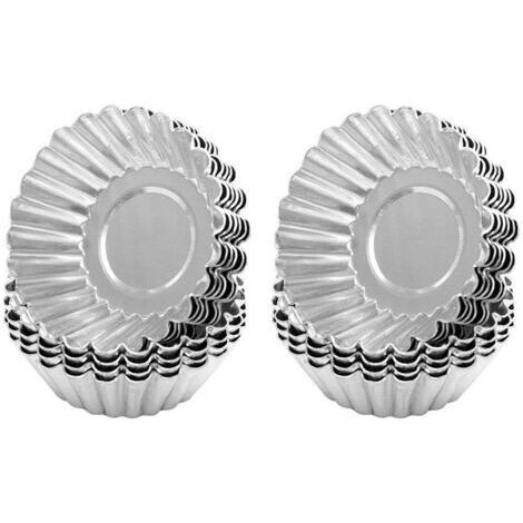 DEESSE SHOP-Phefop Lot de 30 Mini Moules à Tartelettes aux œufs en Aluminium pour la Cuisson en Cuisine, Cupcakes Antiadhésifs avec Outils de Cuisson Réutilisables, Fabriqués en Aluminium de