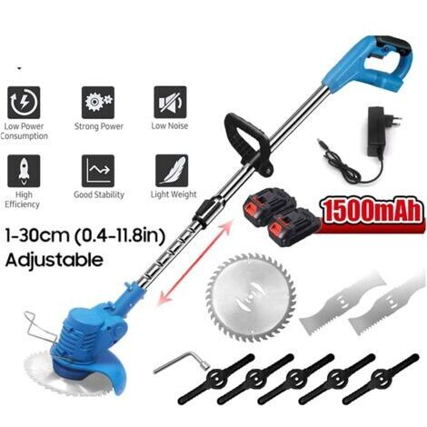 DEESSE SHOP-Coupe-bordure à batterie 21V avec 2 batteries 1500mAh – Moteur en cuivre – Tige télescopique – Pour coupe précise d'herbe et arbustes - 2xBatterie