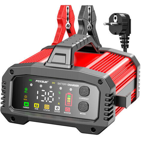 DEESSE SHOP-Chargeur Batterie Voiture 12V/24V 25A,Chargeur Batterie Lithium avec Automatique Réparation Fonction et Écran LCD,Chargeur pour Voiture,Moto,Camion(6-400AH) (1/5)