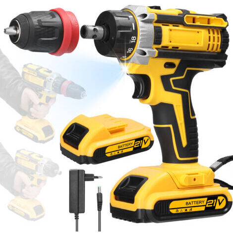 DEESSE SHOP-Perceuse-visseuse sans fil 21V avec 2 batteries 1300mAh – 18 réglages de couple – 2 vitesses – LED intégrée pour espaces confinés (1/5)