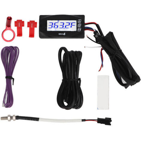 DEESSE SHOP-Thermomètre de moto numérique Moto culasse température tension temps RPM 4 en 1 mètre DC12V avec bougie d'allumage 14mm (1/5)