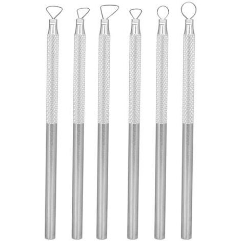 DEESSE SHOP-6 Pièces Accessoires de Sculpture en Alliage D'aluminium Gravure Sculpture Grattoir Argile Poterie Ensemble D'outils avec Poignée, pour Boue, Grattage D'argile, Gaufrage, (1/5)
