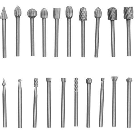 DEESSE SHOP-Ensemble D'outils de Rotation en Acier à Grande Vitesse 20 Pièces, Outil de Fraises de Coupe de Foret de Sculpture sur Bois pour le Travail du Bois, le Perçage, la Sculpture sur Métal, la (1/5)