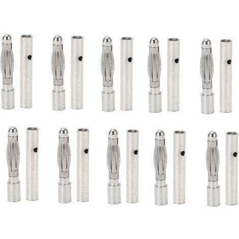 DEESSE SHOP-10 Pièces Fiche Banane Balle 2,5 Mm, Connecteur Banane plaqué Or, Fiche de Circuit d'avion Modèle, Fiche en Cuivre Rouge pour Connecteur de Prise de Moteur de Batterie ESC (1/5)