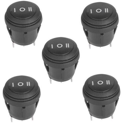 Interrupteur à Bascule, 5Pcs SPST Snap-in ON/OFF/ON 3 Broches 3 Positions Interrupteur à Bascule à Enclenchement Rond 10A / 125V 6A / 250V Bateau Interrupteur à Bascule Pour Voiture/Bateau (1/5)