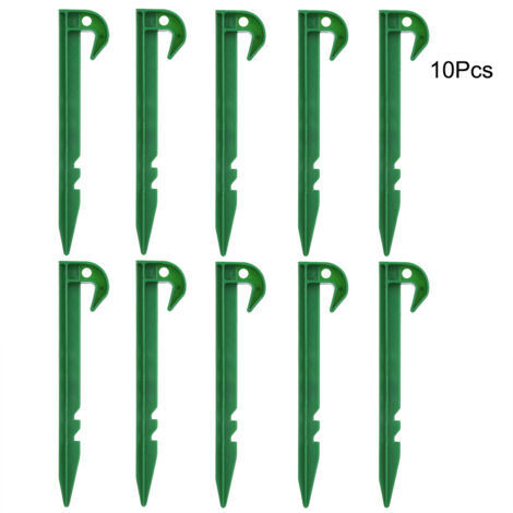 Lot de 10 piquets de jardin,Extra larges,14.5 cm de long,En plastique vert,Piquets de fixation de jardin,Piquets de sol,Piquets de camping,Pour piquets de sol,Feuilles de bordure en tissu (1/5)