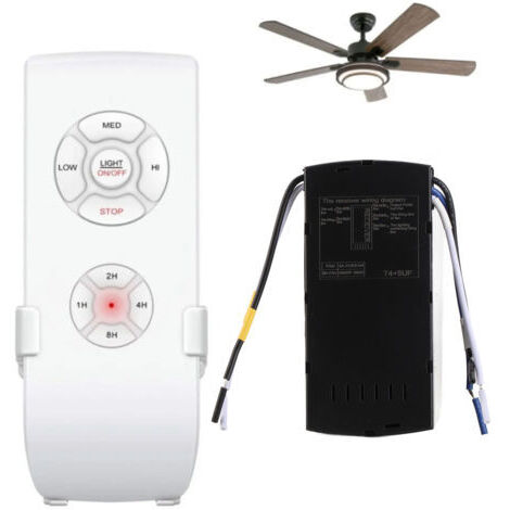 Kit de télécommande pour ventilateur de plafond sans fil avec 4 minuteries et 3 vitesses 220V interrupteur de contrôle de ventilateur de lampe pour la maison, le bureau (1/5)