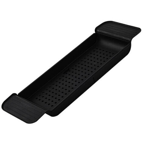 Plateau de baignoire Placement stable Matière plastique extensible Drainage Conception Caddy de bain Table de baignoire pour salle de bain Noir (1/5)