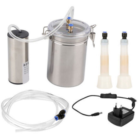 Luocute Machine à Traire électrique 2L, Portable pour Vaches, avec Pompe à Vide, Seau en Acier Inoxydable, pour Ferme Laitière, Mouton, Chèvre (pour bovins Prise UE) (1/5)