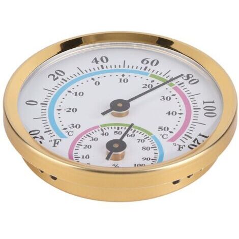 Compteur d'humidité de la Température Intérieure, Boîtier en Aluminium Compact, Grand écran, Mini Thermomètre Intérieur, Hygromètre, Facile à Lire pour l'ameublement (TH103C Or Shell Couleur Visage) (1/5)