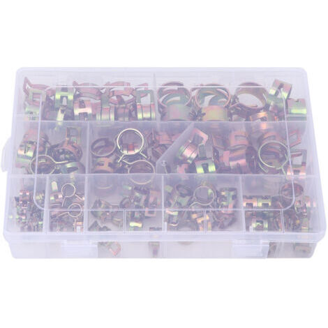 Rosvola Kit d'assortiment de pinces à ressort, 100 pièces, pour tuyau d'air, tuyau d'eau, conduite de carburant automobile (1/5)