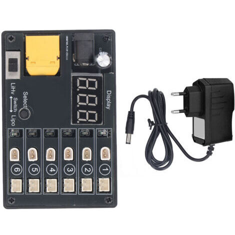 6 Ports 1S Lipo Lihv Charger, Coquille en Plastique Indépendante et Non Fuite Sûre 100-240V 1S Charger Lihv à Usage Industriel (Prise UE). (1/5)
