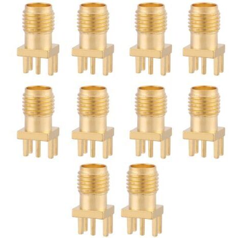 Yosoo Connecteur SMA Femelle, 10 Pièces Embase SMA Connecteur de Prise SMA en Laiton, SMA PCB Connector Connecteurs Femelles PCB SMA Montent des Connecteurs RF 50 Ohm pour Modules sans Fil (1/5)