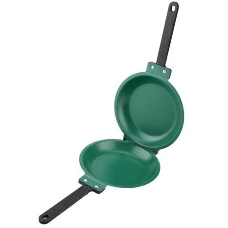 Riuulity Poêle Pliante en Acier Inoxydable, Poêle Antiadhésive Double Face, 19 Cm pour une Cuisson Rapide du Petit Déjeuner (Green) (1/5)