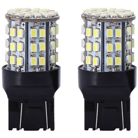 Lot de 2 ampoules LED de recul 12 V DC 7443 64SMD Blanc 6000 K Super lumineux Frein Stop arrière Ampoules LED 7443 7440 7444 7441 992 992 A W21W feu de freinage (1/5)