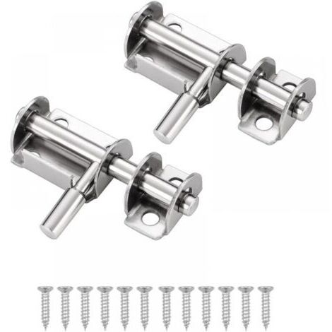 2 Pcs Loquet Porte Targette Acier Inoxydable Mini Verrou de Baie Coulissante Convient aux portes de jardin fenêtres entrepôts (Argent) (1/5)