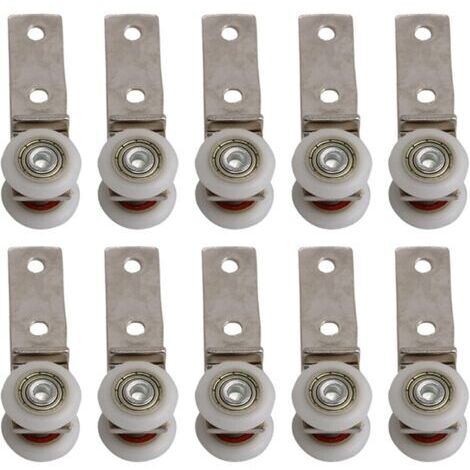 6,5 x 1,9 cm Coude de conduit en métal Roulement Bloc de poulie avec deux Plastique de roue pour porte coulissante fenêtre Cabinet (1/4)