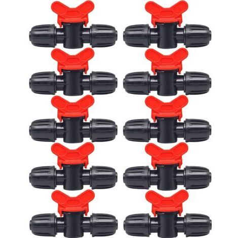 10 Pièces Vanne Commutation d'Irrigation, Irrigation Pipe Valve Switch, Robinet Jardin en Plastique PE, Robinet Barbelé Double Mâle, pour L'irrigation des Pelouses de Jardin, pour 16mm Tuyau (1/5)