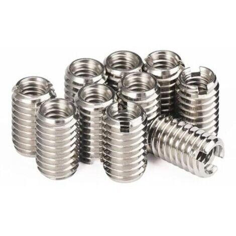 10 Pièces Insert Fileté Metal, Insert Fileté Autotaraudant Filetage Femelle M4 X 0.7mm Filetage Mâle M6 X 1mm Longueur 10mm Inserts Filetés pour Équipement Mécanique De Turbine À Vapeur (1/5)