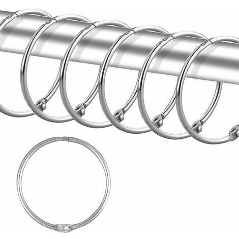 12 anneaux de rideau de douche - argent, crochets de rideau de douche résistants à la rouille, crochets ronds en métal pour la salle de bain, le vestiaire, la fenêtre, la décoration intérieure, facile (1/5)