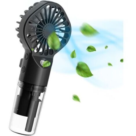Ventilateur de Brumisation Portable, Mini Transparent Ventilateur de Brouillard Pulvérisation, Brumisateur Rechargeable Par USB avec 4 Vitesses Pour La Maison, Le Bureau, L'extérieur, Voyages,noir (1/5)