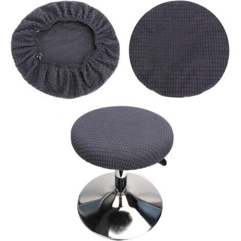 (Gris) Lot de 2 housses de tabouret rond, housses de tabouret de bar rond, lavables et faciles d'entretien, douces et durables, adaptées aux tabourets de 35-42cm (1/4)