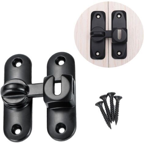 Serrure de porte coulissante à 90 degrés en acier inoxydable avec vis, pour cuisine, chambre, salle de bain, noir (1/5)