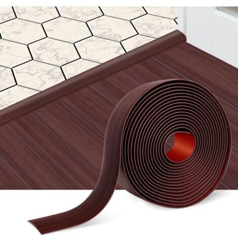 Bande de transition auto-adhésive pour parquet stratifié, 5 cm de large, séparateur plat, élégant motif grain de bois (1 mètre). (1/5)