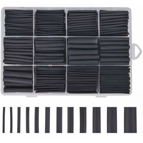 Gaine Thermoretractable Noire 625pcs Gaine Thermo Retractable Gaines Thermoretractables Un Assortiment de 8 Tailles 1 – 10 mm (1/5)