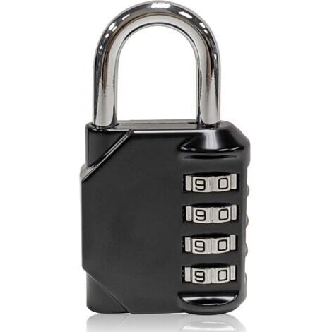 1Pc Cadenas à combinaison à 4 chiffres,étanche, noir, fermoir à combinaison en métal étanche et acier plaqué argent (1/4)