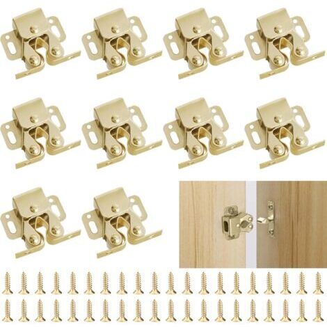 10 Pièces Loqueteau Porte Placard,Fermeture Porte Meuble, Loqueteaux à Double Roulettes avec 40 vis,Loquets pour Placards,Armoire,Meubles de Maison (1/5)
