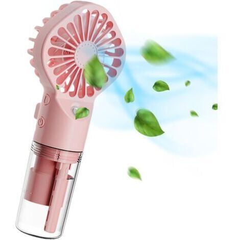 Ventilateur de Brumisation Portable, Mini Transparent Ventilateur de Brouillard Pulvérisation, Brumisateur Rechargeable Par USB avec 4 Vitesses Pour La Maison, Le Bureau, L'extérieur, Voyages,rose (1/5)