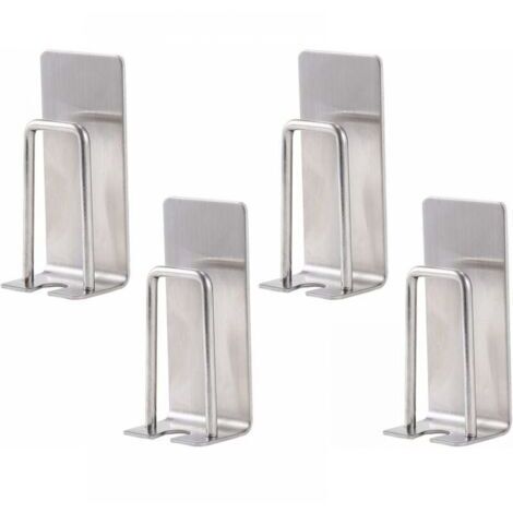 Lot de 4 Porte-brosse à dents en acier inoxydable, mural, argenté, adapté aux tasses, mugs, brosses à dents, autocollant, aucun perçage requis (1/5)
