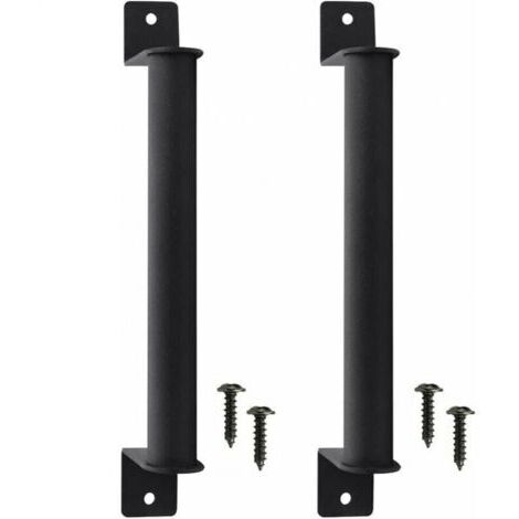 2 Pcs Poignée de Porte de Grange en Acier Carbone Durable Porte Style Grange Rétro Poignée de Porte Coulissante Anti-corrosion avec Vis pour Portes de Grange Coulissantes Placard - Noir (1/5)