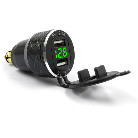 Chargeur de téléphone portable usb pour moto, prise européenne pour BMW Ducati, affichage de tension en métal, chargeur de voiture,vert (1/4)