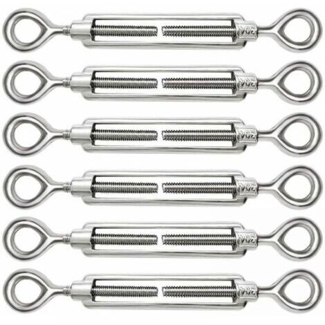 Lot de 6 tendeurs de câble réglables M5 en acier inoxydable 304, œillets et œillets pour tendeur de câble métallique, crochets et accessoires (1/5)