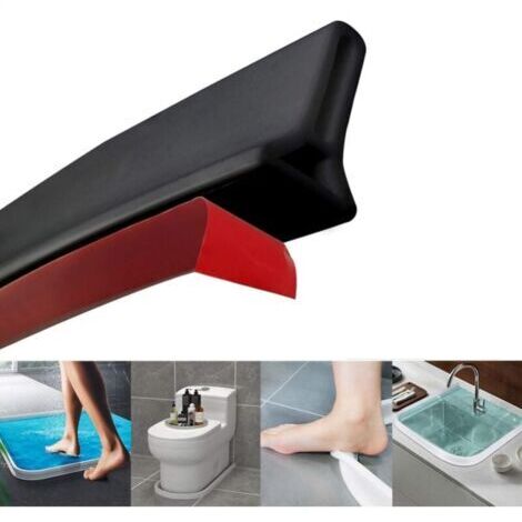 (Noir)Barrière de douche pliable et système de rétention pour barrage d'eau et maintient l'eau à l'intérieur du seuil,1 mètre (1/3)