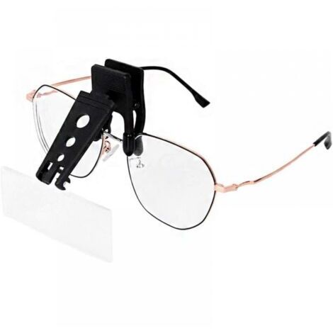 Loupe à clipser pour lunettes avec 3 lentilles interchangeables, clipsable et rabattable mains libres 1,5 x 2,5 x 3,5 x pour la lecture, la couture, les loisirs, la carte (1/5)