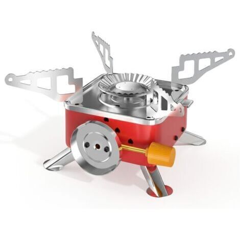 Réchaud de camping portable avec support stable, résistant au vent, idéal pour le camping, la randonnée, la cuisine et bien plus encore. (1/5)
