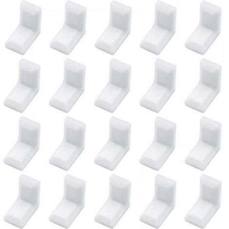 Lot de 40 équerres d'angle en forme de L avec couvercle en plastique blanc pour armoire, étagère (1/5)