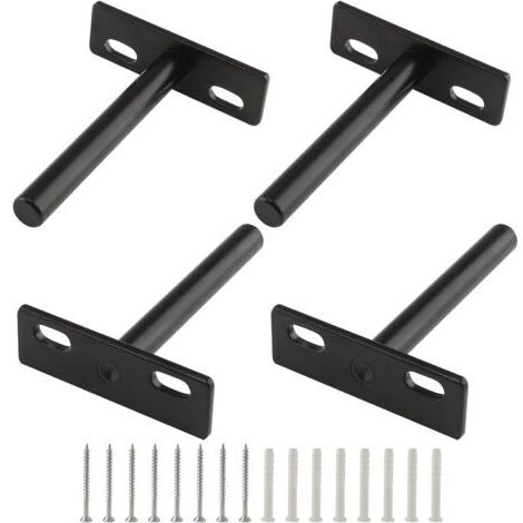 Lot de 4 supports d'étagère flottants de 3 pouces, supports d'étagère aveugles robustes, supports muraux cachés pour étagères flottantes en bois, noir-Étagère murale (1/5)