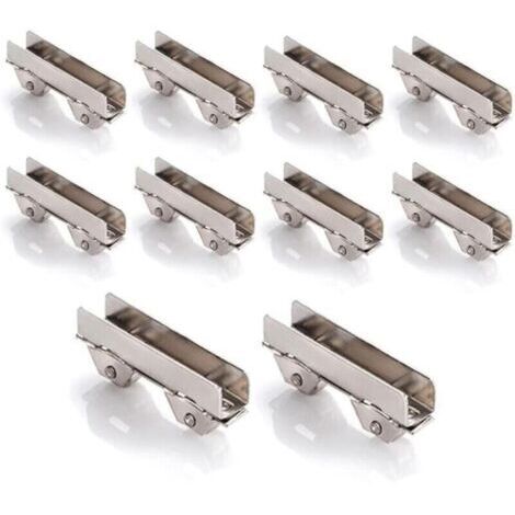 Lot de 10 colliers de serrage de roue de porte coulissante en acier inoxydable pour porte coulissante de vitrine de 6 mm d'épaisseur, largeur fendue de 6 mm (1/5)