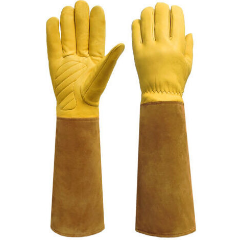Gants de protection, gants de jardinage, résistants aux perforations et aux coupures - longueur 45, largeur 12,5 cm - marron (1/4)