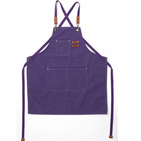 Tablier Cuisine Homme Tabliers en Toile avec 3 Poches Imperméable et Réglable Apron pour Barbecue, Restaurant,Jardin, Charpentier,78 x 68cm(Violet) (1/4)