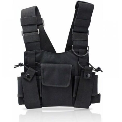 Radio Talkie walkie Poche de Poitrine, Sacs Harnais Sacs à Dos en Nylon Pack Holster Radios bidirectionnelles Carry Case Holder Bandoulière Réglable pour Police, Atelier de Production (1/5)