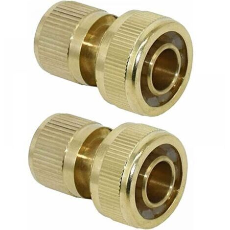 Lot de 2 connecteurs rapides pour tuyaux d'arrosage en laiton de 19 mm (3/4") (1/4)