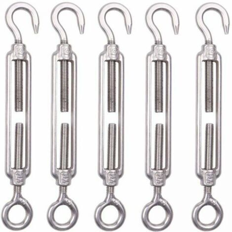 Cyslmuk – Lot de 5 tendeurs de câble inox M6 – Réglables en acier inoxydable 304 – Résistants à la corrosion – Pour installations intérieures et extérieures (1/3)