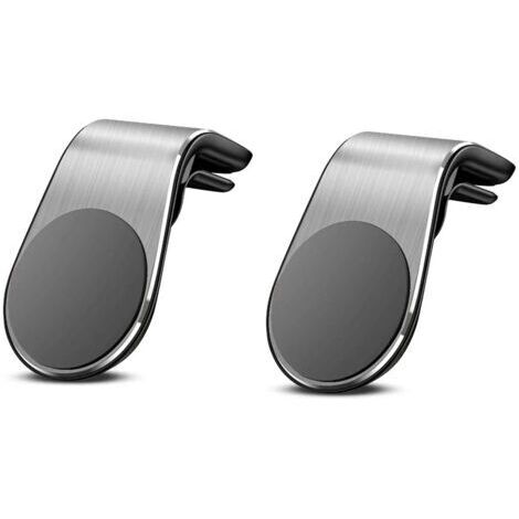 Support de téléphone magnétique pour voiture argenté - Lot de 2 - Se monte sur grille d'aération - Compatible avec iPhone, Samsung, Huawei, Xiaomi et la plupart des smartphones (1/4)