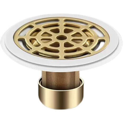 Siphon de Sol, Clapet Anti Odeur Laiton Épaissi, Siphon De Sol Anti Odeur, avec Anneau en Caoutchouc, Prévenir Les Odeurs, Convient aux Trous de Drainage au Sol d'un Diamètre de 27 mm (1/3)