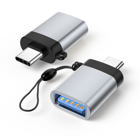 Adaptateur USB C vers USB 3.0 (Pack de 2), Adaptateur USB C Mâle vers USB 3.0 Femelle Compatible avec Téléphone, Ordinateur Portable, PC (Argent) (1/4)